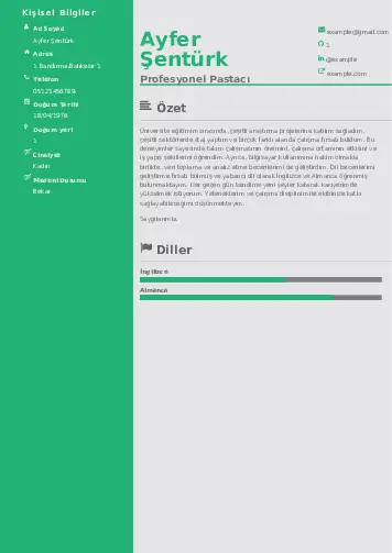 Pastacı Cv Örnekleri cv indir